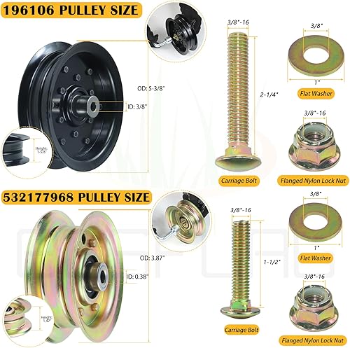 Miniatura 5 de 196106 polea con 532177968 Polea tensora que reemplaza Husqvarna 532196106 Polea tensora Husqvarna, 532197379 Polea tensora Husqvarna, 197379,