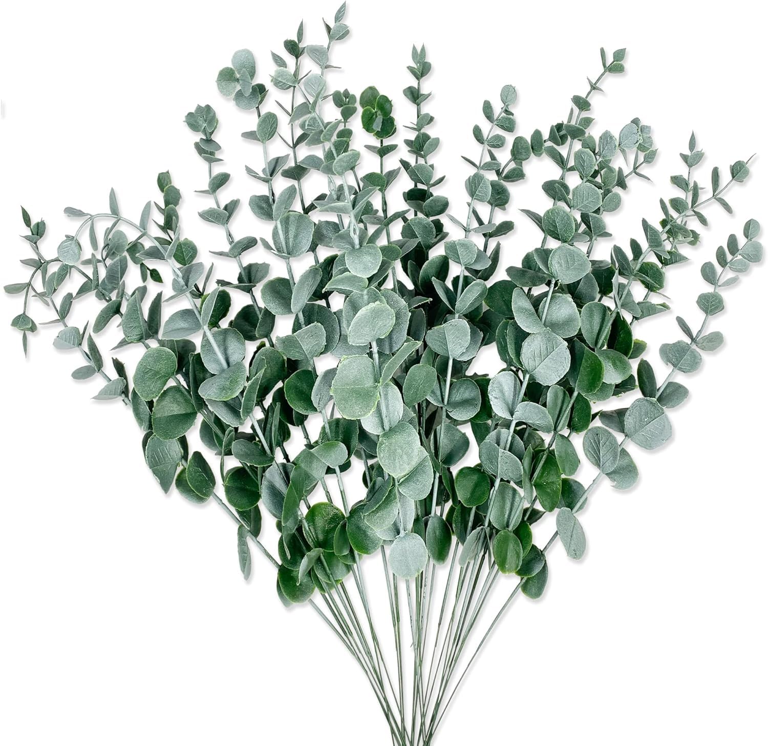 24 PCS Artificial Eucalyptus Stems with Real Touch Leaves | Faux Greenery Branches for Wedding & Floral Arrangements, Home Farmhouse Decor