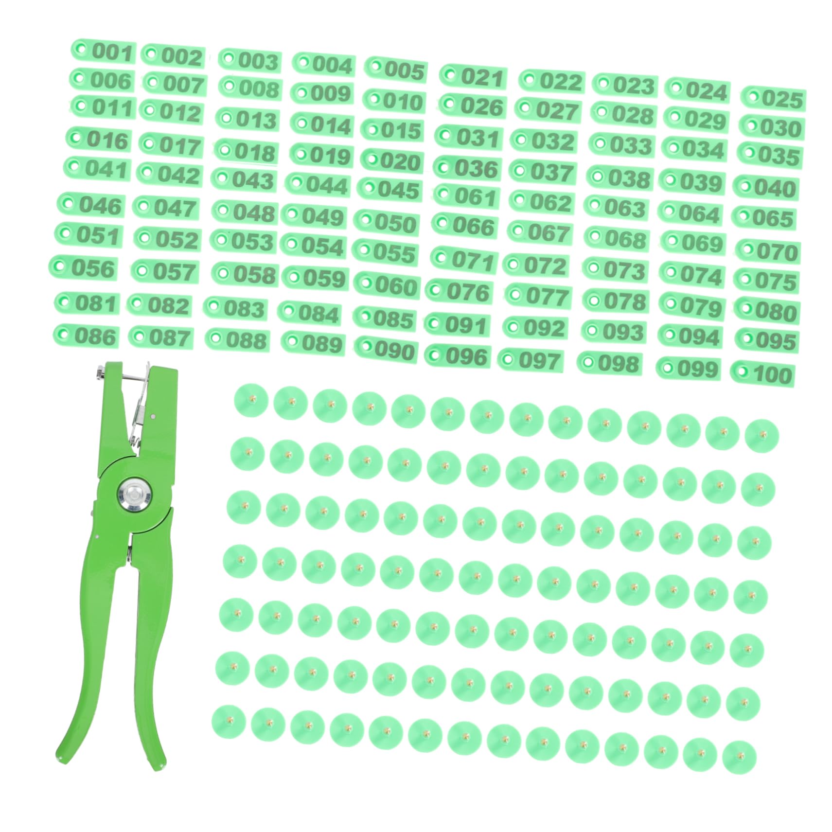 Pince à Étiquettes D'oreille Verte en Pp et Métal, 1 Set