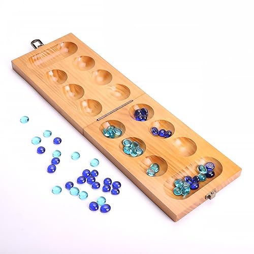 Wooden Mancala Board Game Set – Folding Game Board with