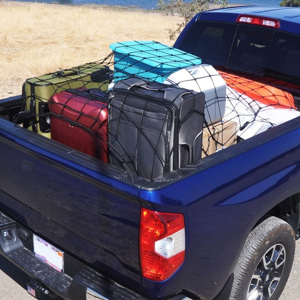Portatutto Reti per Bagagliaio 120x90 Cm Portaoggetti per Bagagli Organizzatore di Carico Rete A Rete Elastica con Ganci Accessori Interni per Auto Universali Barre Tettuccio