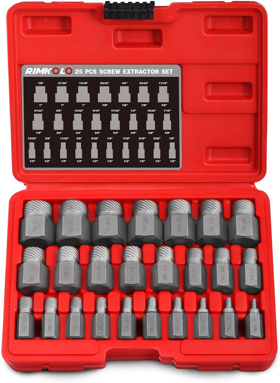 25-Piece Screw Extractor Set, Multi-spline Easy Out Extractors CR-MO Bolt Remover for Removing Broken Studs, Bolts, Socket Screws