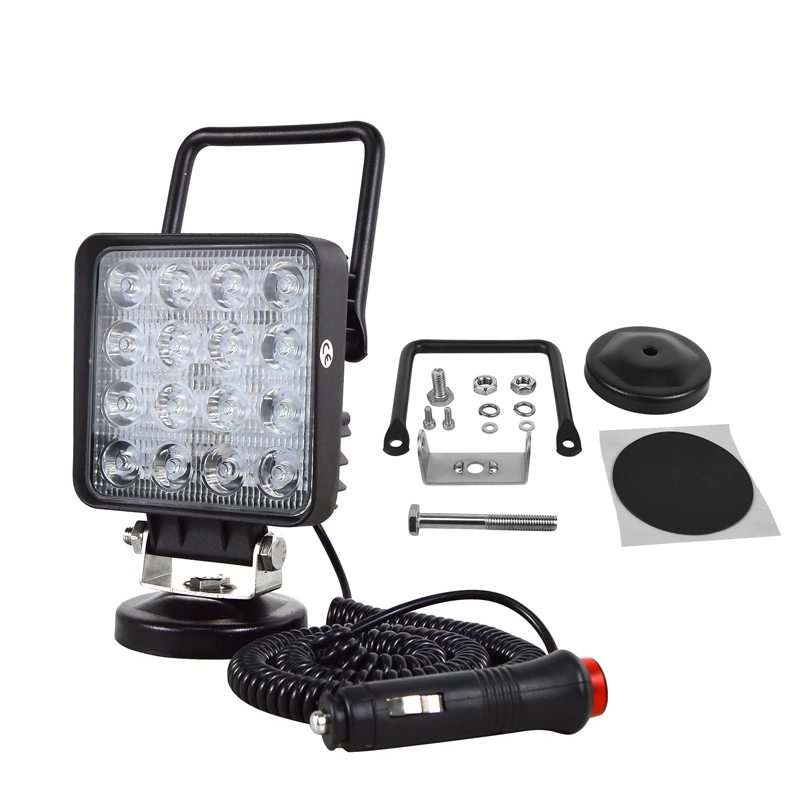 RIGIDON 2pcs 10cm 4 pollici faro da ricerca led, 48W piazza spot luce da lavoro con supporto base magnetica, fari di profondità 12V 24V luce da ricerca per auto fuoristrada camion SUV 4x4 barca