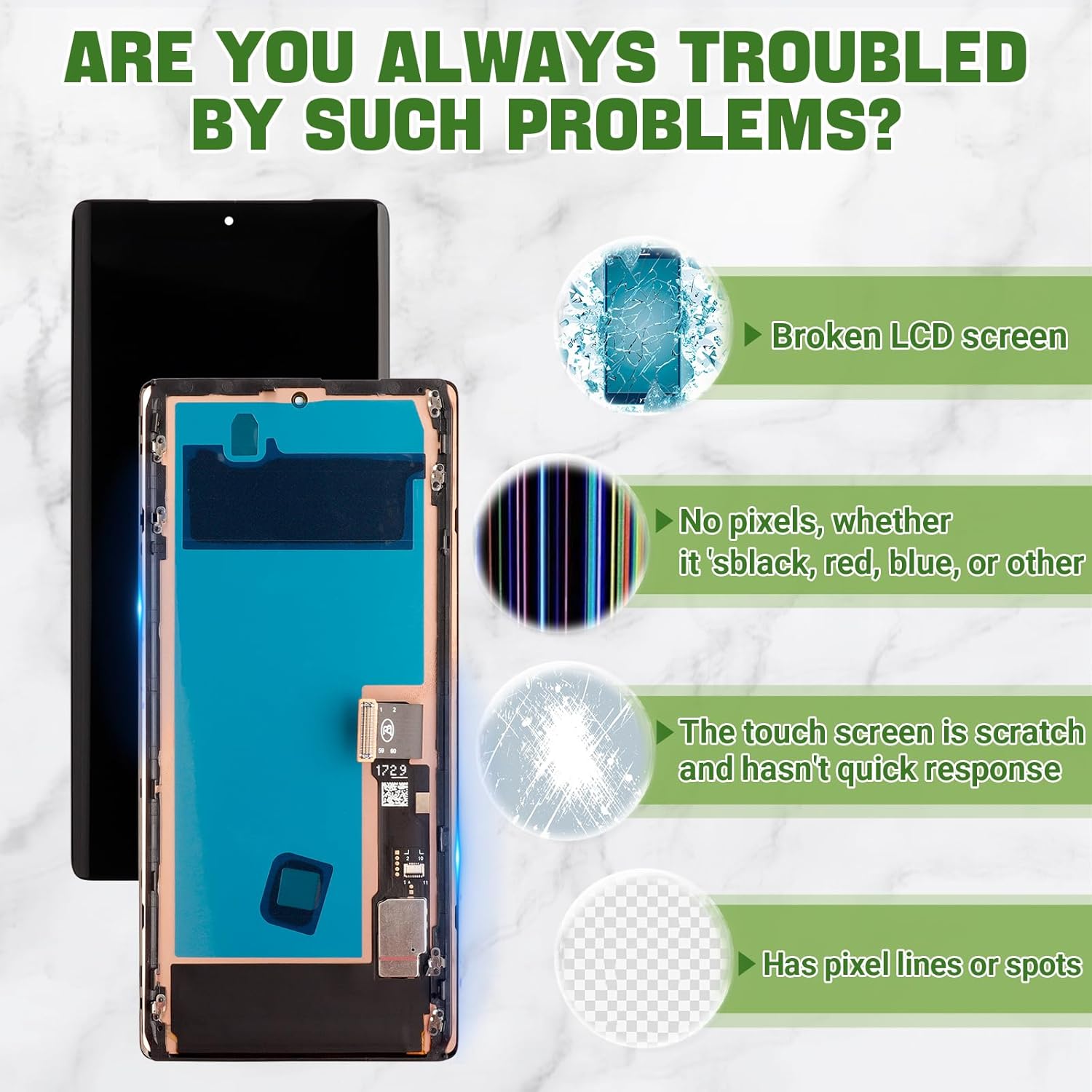 [Support Fingerprint Function] SWARK New OLED Display for Pixel 6 Pro G8VOU GLUOG 6.7" LCD Display digitizer Touch Screen Assembly with Repair Part Tools with Upgraded Repair Tools Kit