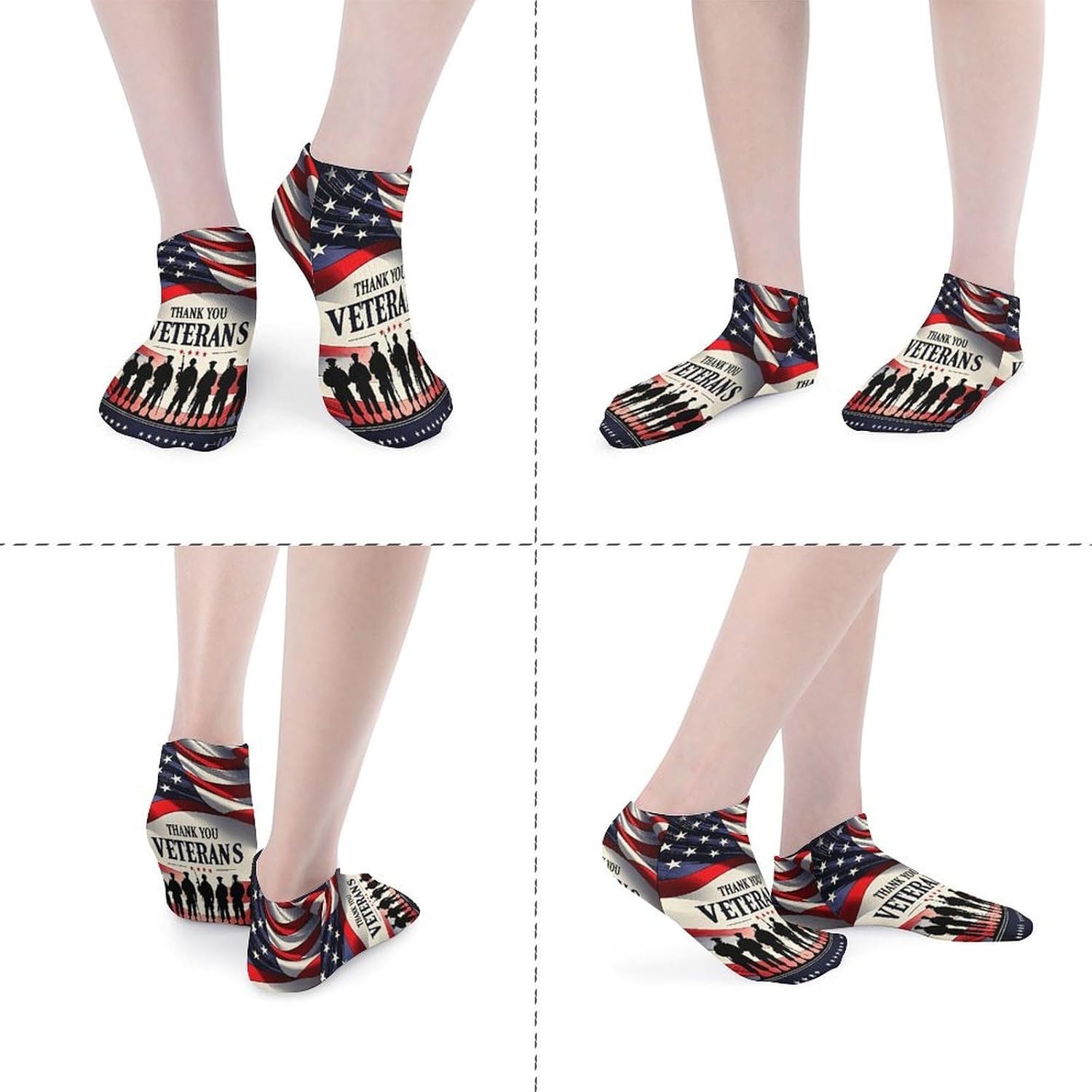 American Flag 5Pairs Low Cut Ankle Socks for Women No Show Casual Breathable Athletic Socks for Sport