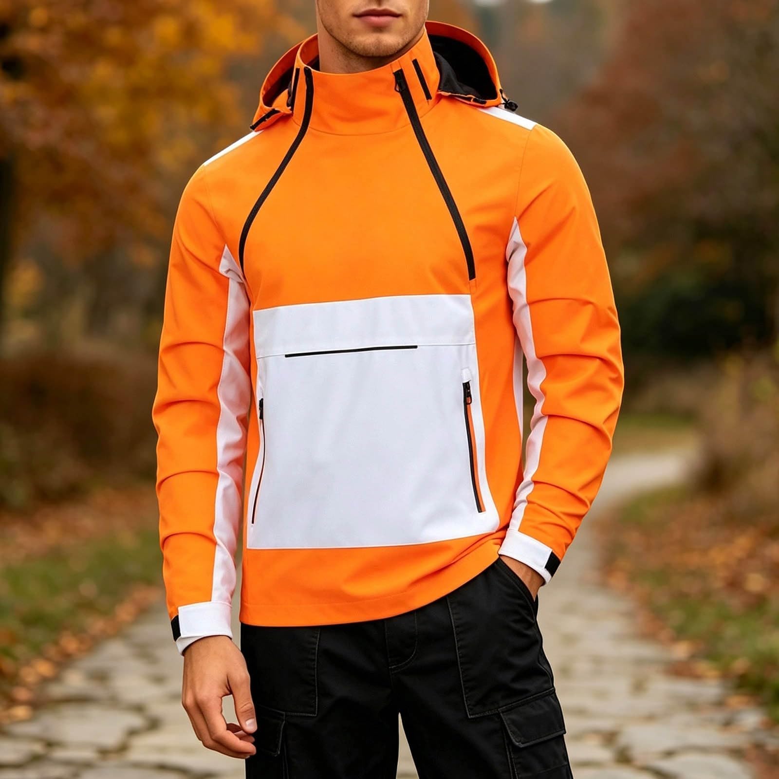 Chaqueta de senderismo para hombre, ligera, para exteriores, con capucha