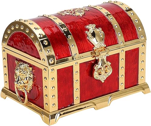 ZJchao Caja vintage organizador de joyas caja de almacenamiento de aleación de cofre del tesoro cajas de recuerdo cajas decorativas contenedor de