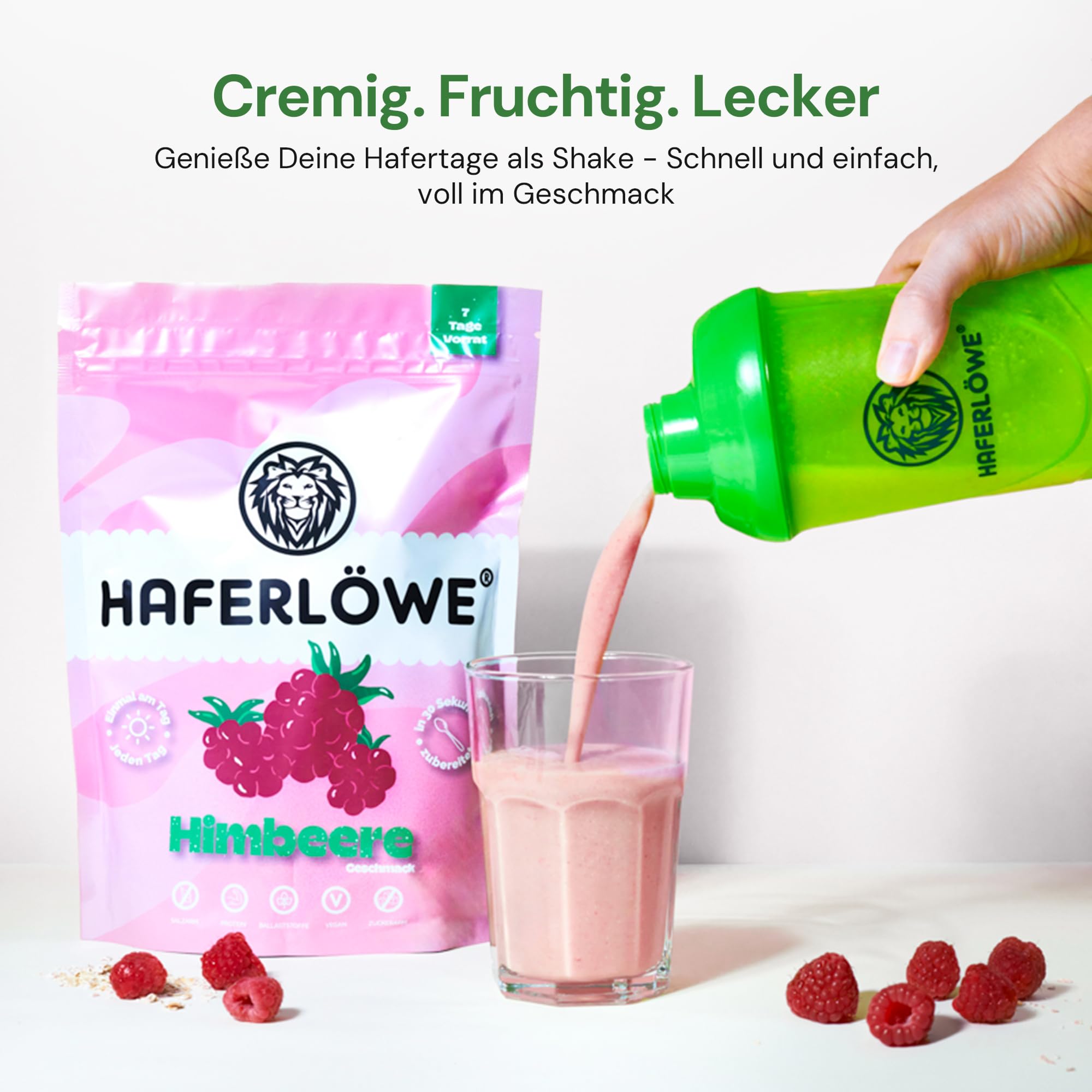 Haferlöwe Haferkur 35 Tage Starter Set | Leckere Hafertage in 5 Geschmacksrichtungen inkl. Gratis Shaker und Leitfaden | Protein Shake | Leckerer Diät Hafershake | DIA2® Ernährung