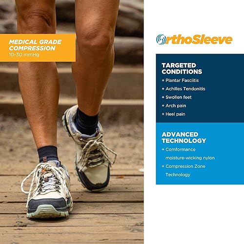 Miniatura 2 de OrthoSleeve FS6 Tobilleras de compresión para mujeres y hombres, ayuda a aliviar la fascitis plantar, dolor en el talón, tendinitis de Aquiles,