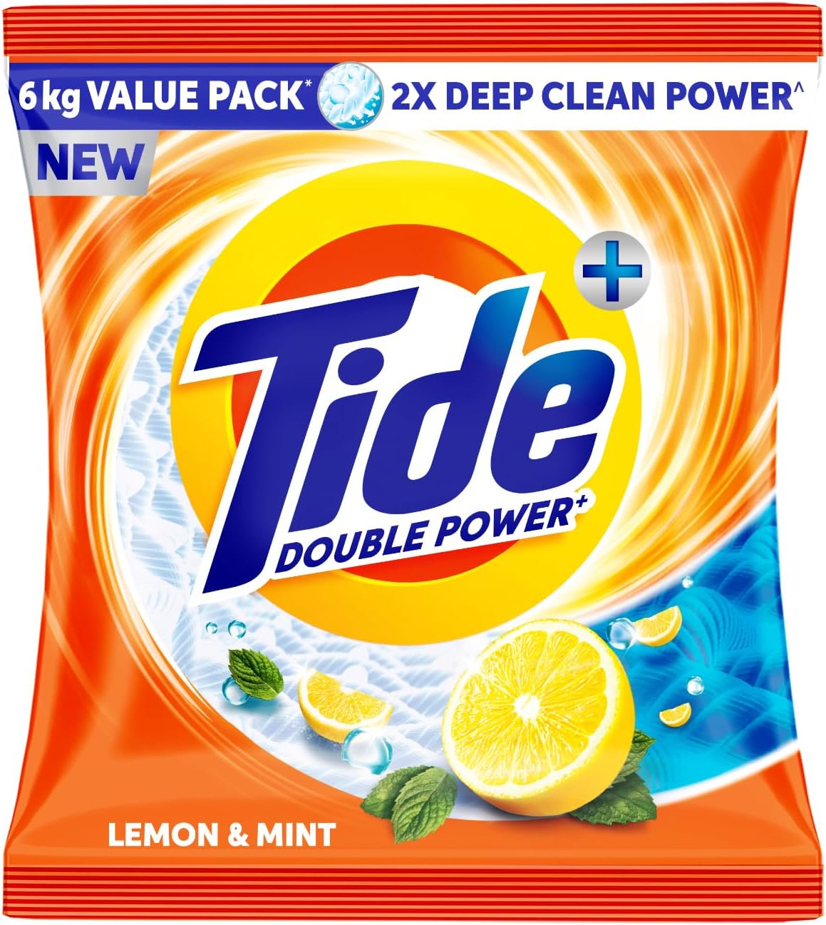 Plus Detergent Washing Powder - 6kg Value Pack | Lemon & Mint Fragrance| 2X Deep Clean Power| World's No. 1 Detergent Brand