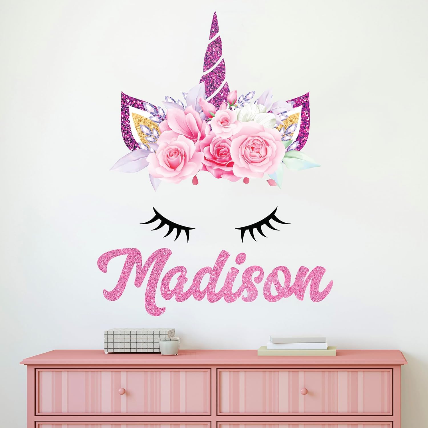 Personalized Girls' Unicorn Wall Decals - Nursery & Bedroom Decor - Custom Name Art Mural Vinyl Stickers