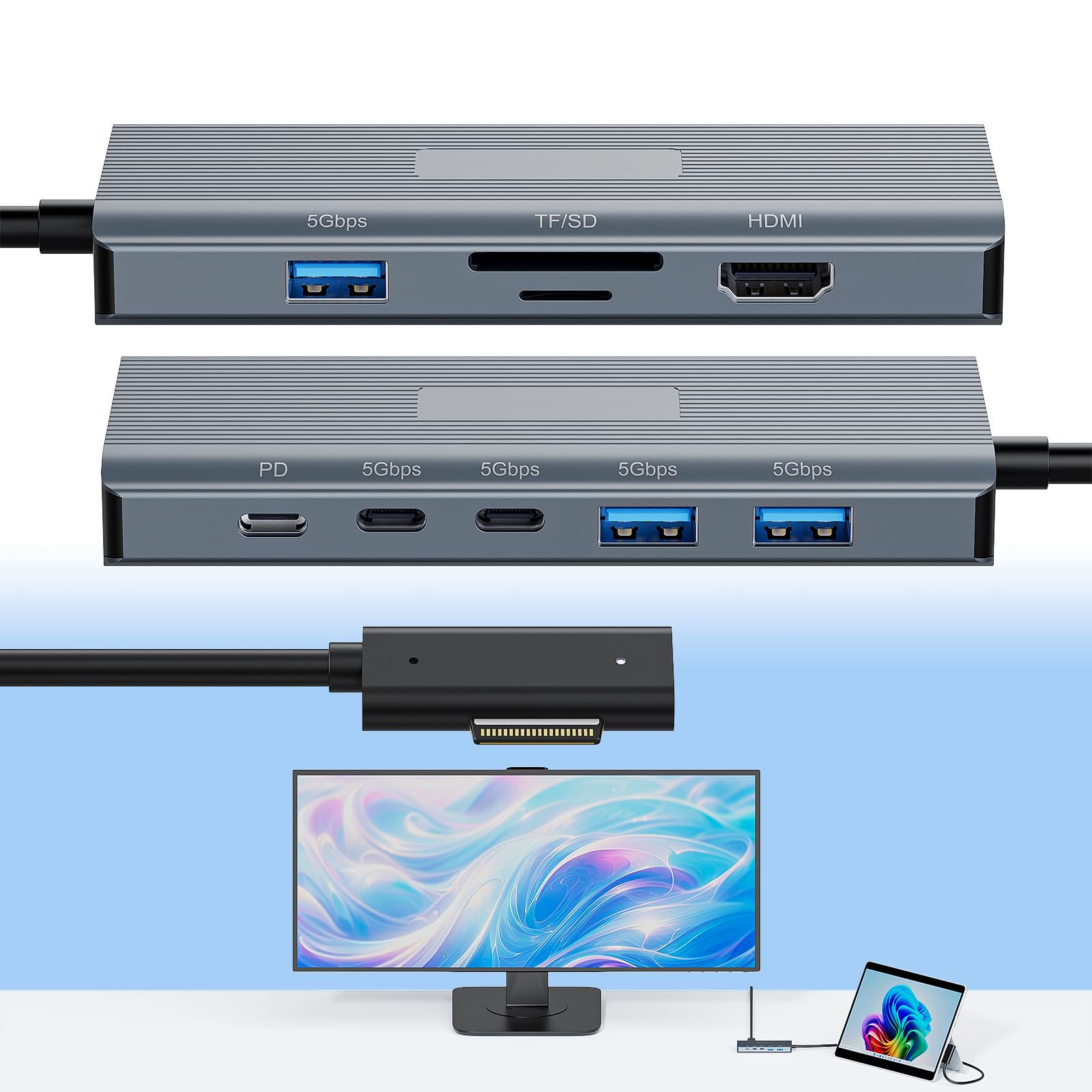 [2025 New] Surface Docking Station- 2 Year Warranty -10 in 1 Surface Dock with HDMI Ether…