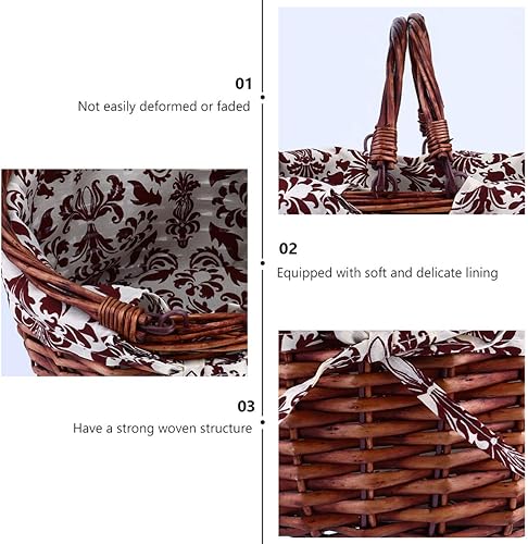 Miniatura 2 de DOITOOL Cesta de picnic de sauce con forro y asa, tejido a mano, huevos de Pascua y cesta de caramelo, cesta de regalo, cesta de escritorio, cestas