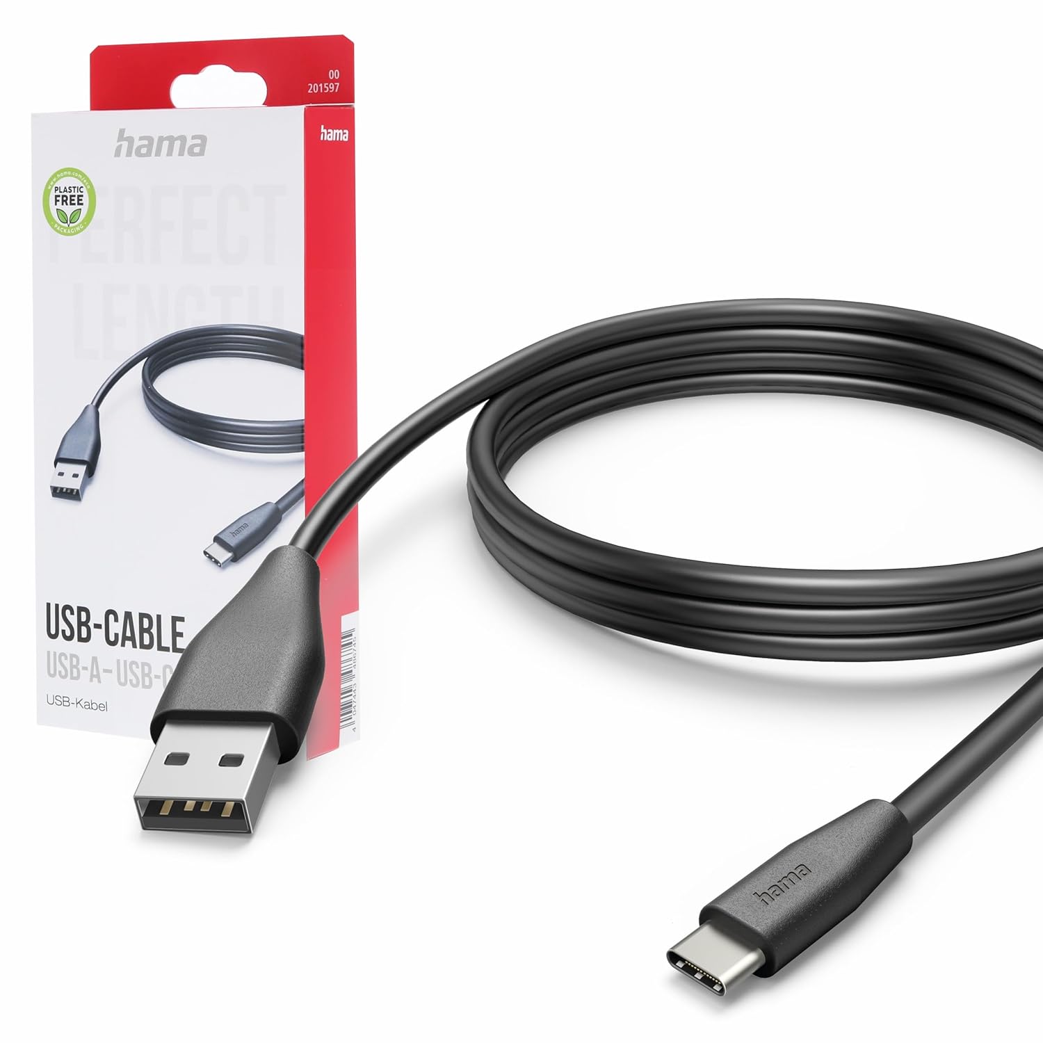 Hama Cable USB 2.0 C Plug - USB A Charging Plug (480 Mbit/s, 3A, PVC, 3m) Black