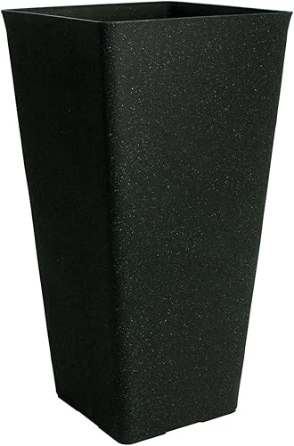 Algreen 47333 - Cepilladora para exteriores, maceta cuadrada de estuco, 13 x 26 pulgadas, color negro desgastado