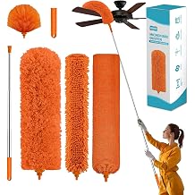 Cobweb Duster with Extension Pole,Cleaner Outdoor 110" Telescoping Extended Sspider Brush, Dusting Kit,Long Handle Reach for High Ceilings and Fans,Microfiber Webster Remover Tools Feather Dusters