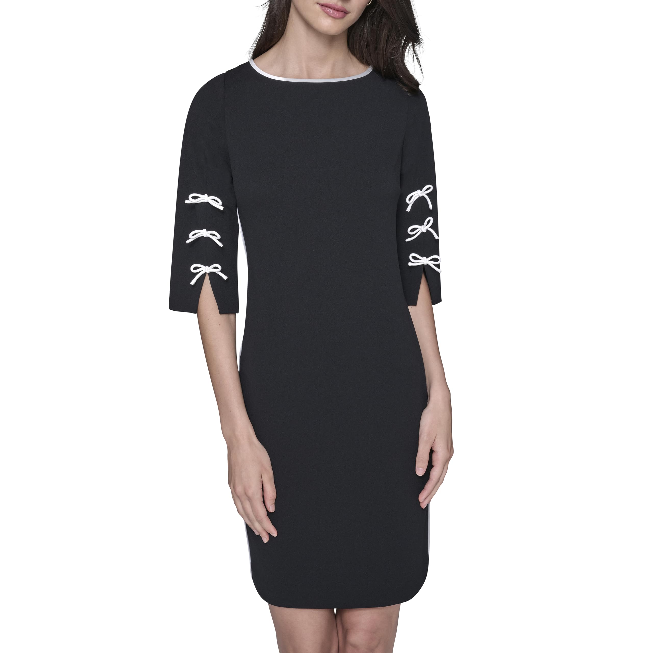 Karl Lagerfeld Womens 3 4 Sleeve Scuba Crepe Wear to Work Midi Dress