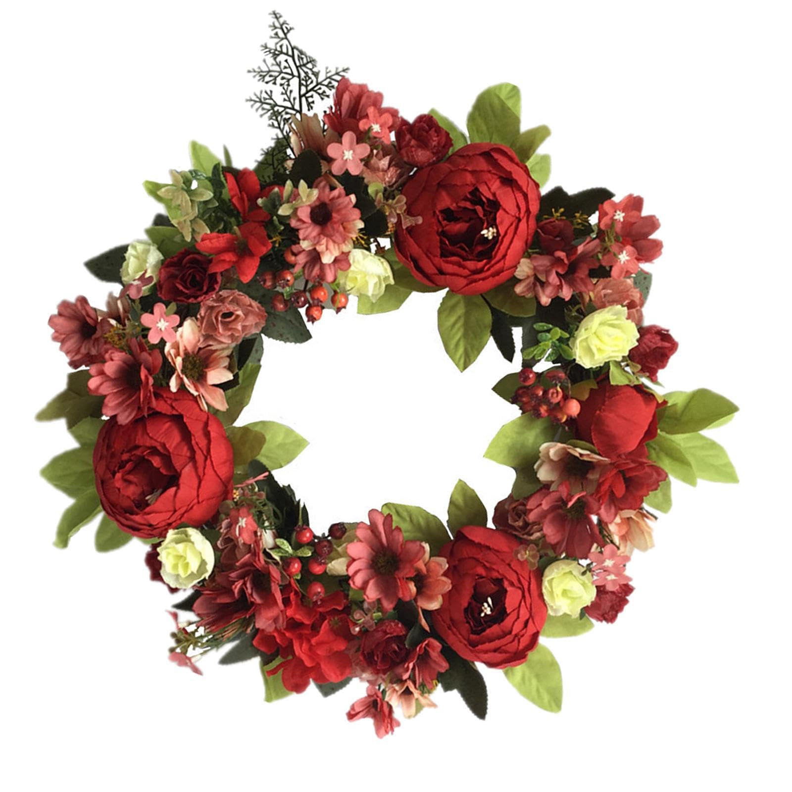 KIXZSAZ Front Door Fireplace Garland Handcrafted Silk Flowers Making Stunning Centerpiece For Garden Parties Looks Beautiful Round Handcrafts Wreath Wall Patio Hanging Decors
