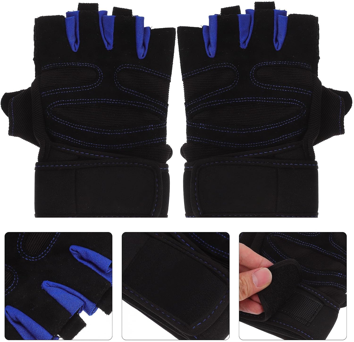TOYANDONA Compression Workout Gloves for Women and Men with Wrist Belt for Improved Stability and Grip, Fingerless Spandex Gloves for Arthritis, Carpal Tunnel, and Outdoor Sports