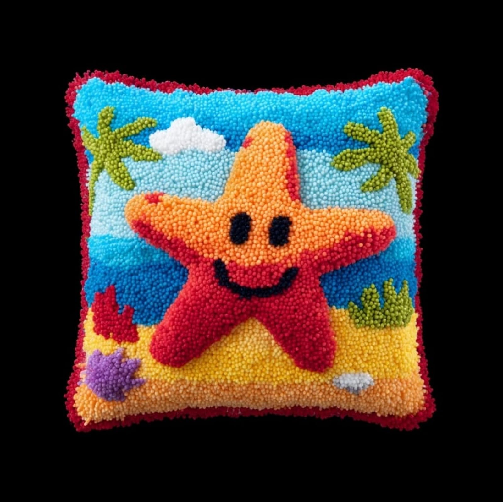Wallustrioaw Cute Starfish Latch Hook Cushion Kit 43X43cm,