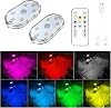 2 PCS Car Led Lights Interior with Remote Control,7 Colors Ambient Lighting Car Interior,USB Rechargeable Car Interior Reading Light,Portable Led Lights for Car