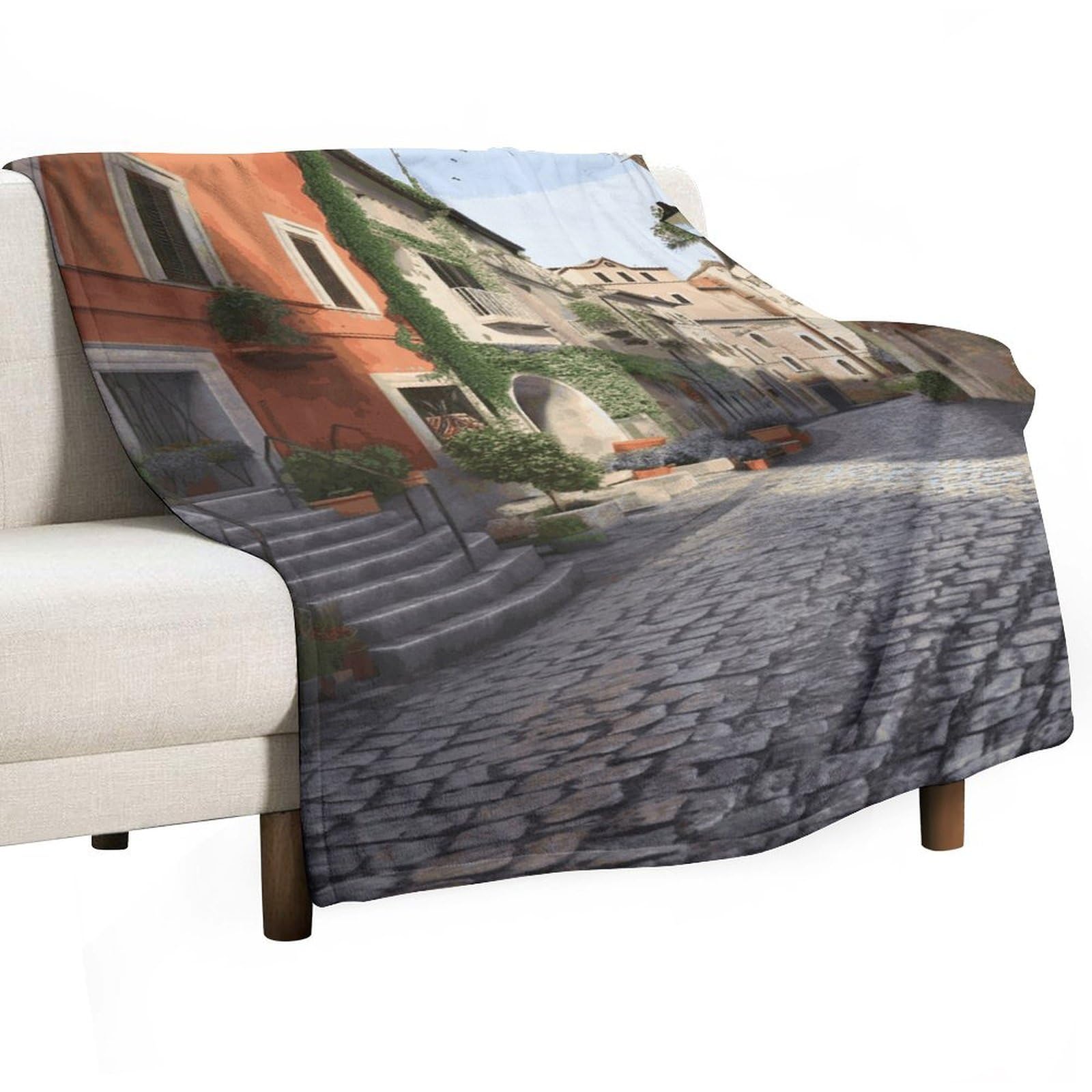 Couverture flanelle douce imprimée Italie jeté de lit et plaid de canapé voyage