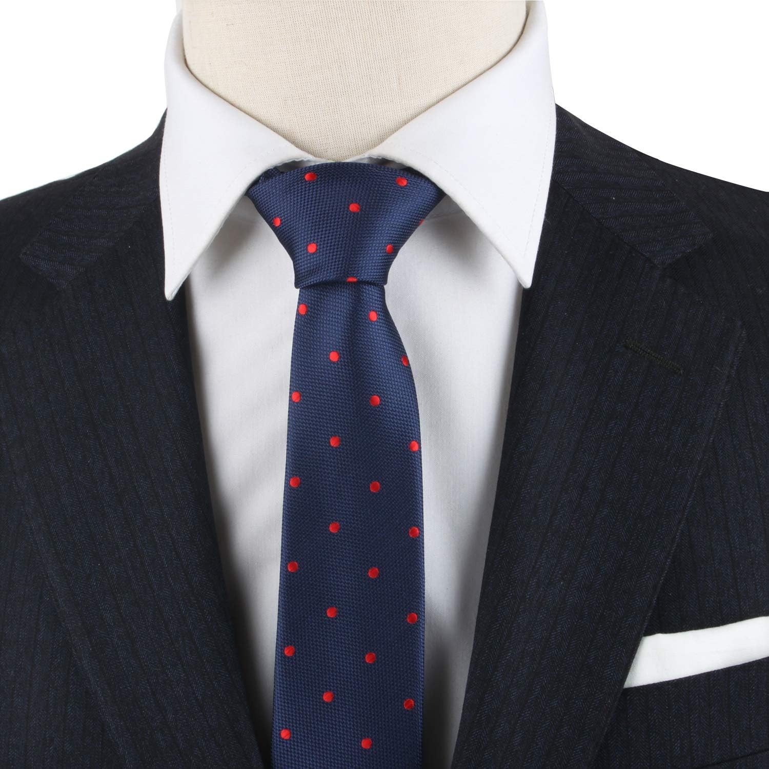 Navy Polka Dot Skinny Tie | Poka Dot Ties for Men | Dot Spotty Neck Ties for Him | Tie for Formal