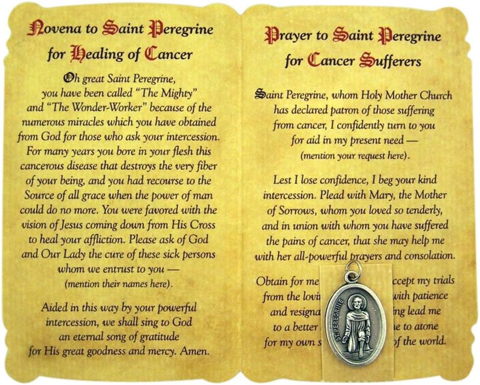 St Peregrine Healing Holy Card with Medal for Cancer - Image 2