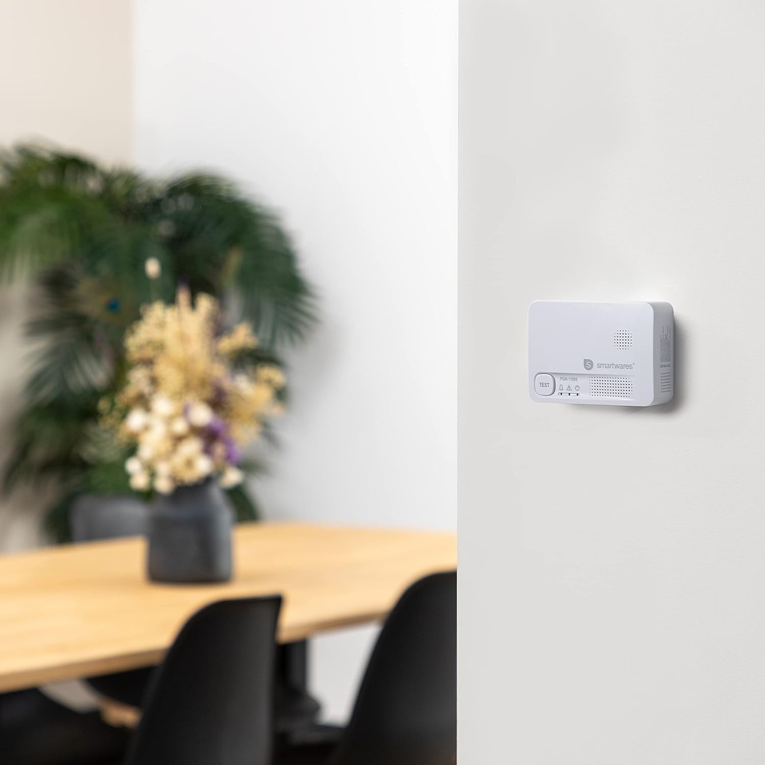 Smartwares FGA-13051 Carbon Monoxide Detector mounted on a wall in a room