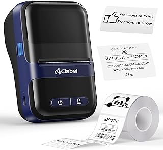 CLABEL Mini Stampante Etichette Portatile: 230B Bluetooth Termica Etichettatrice Adesive Codice a Barre Compatibile con iOS e Android Label Printer con 3 Rotolo di Etichette per Ufficio(230B-Nero)