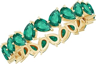 Certified Lab Grown Emerald Wedding Band, AAAA Quality, Green Emerald Eternity Ring For Women - Ready To Gift