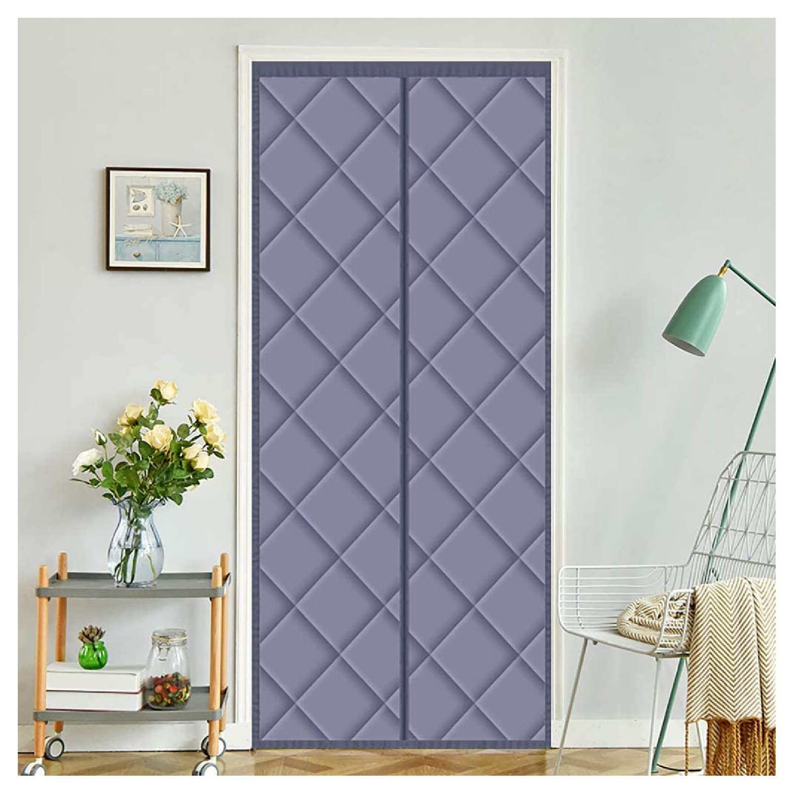Cortinas Termicas Aislantes Frio y Calor Cortina de puerta con aislamiento térmico magnético, anti lluvia y nieve Cortina de puerta magnética Puertas plegables de invierno con cierre automático, for p