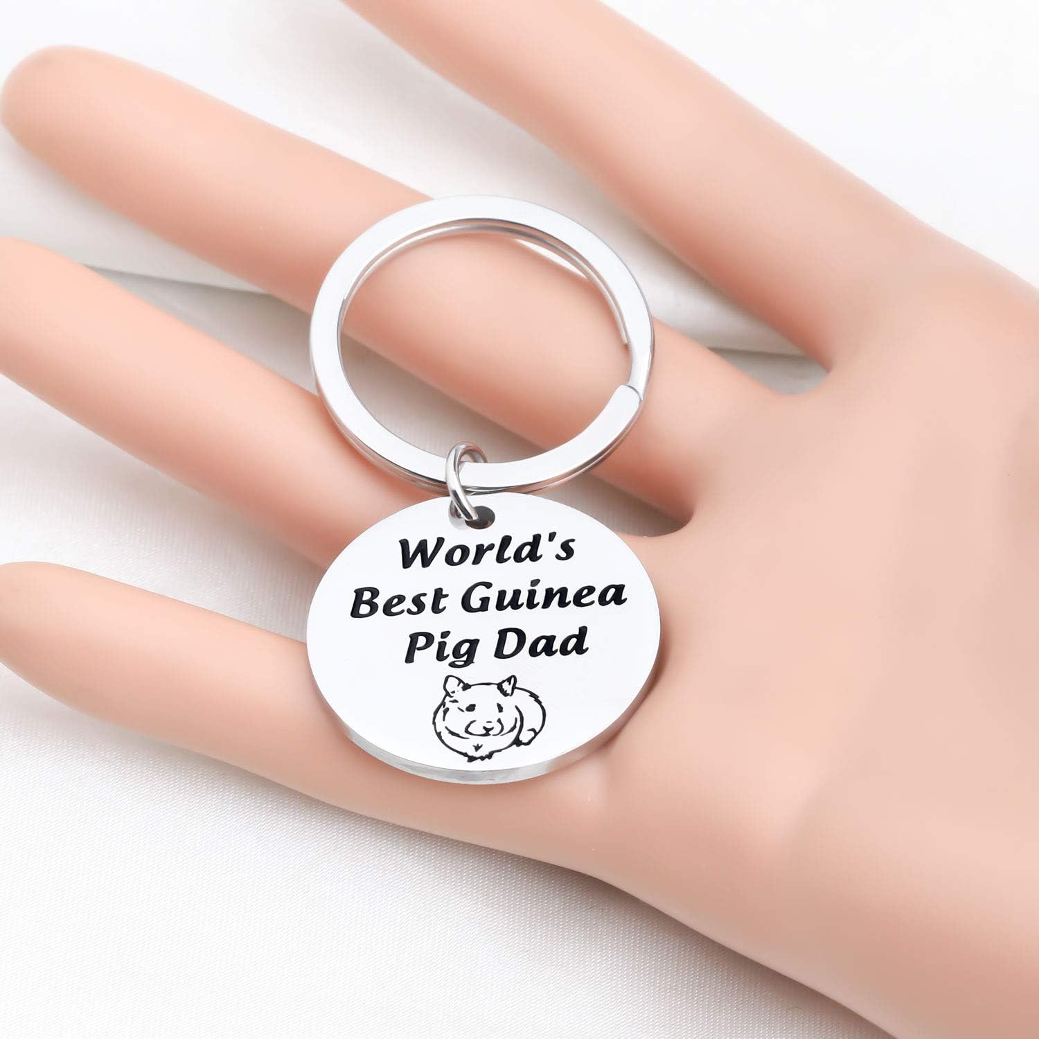 PLITI Funny Guinea Pig Gifts Guinea Pig Lover Gifts World's Best Guinea Pig Mom Dad Keychain Guinea Owner Jewelry image 4