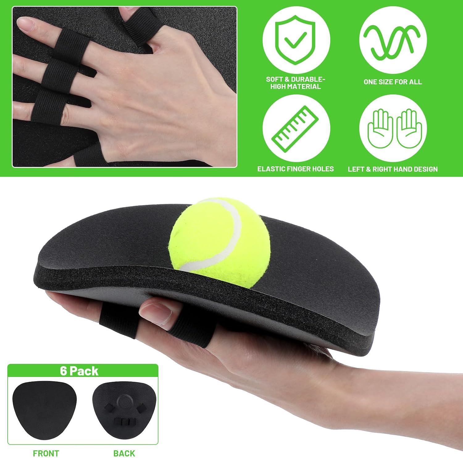 6 Pack Baseball Training Glove, Flat Design Foam Fielding Trainer Infield Training Gloves Baseball Fielding Gloves for Quick Hands Batting Practice Two Hands for Indoor Outdoor