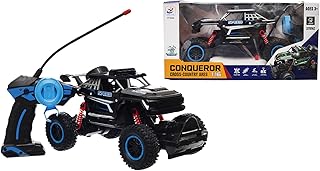 سيارة لعبة للتخييم مع جهاز تحكم عن بعد - للأطفال من أجل الطرق الوعرة 4 × 4 - مع ميزات واقعية ومغامرات اللعب في الهواء الطلق - أسود