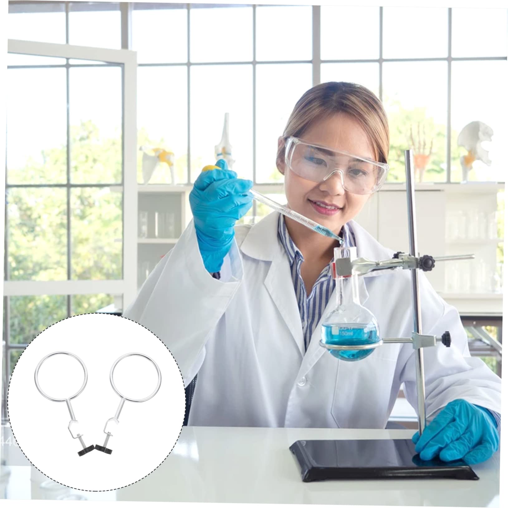 NAMOARLY 2pcs Hoop Stand Retort Support Chemistry Lab Ring Flask Clamp Ring Pipettor Holder Rack Laboratory Support Rings Bolt Cutters Heavy Duty Lab Retort Rings Round Retort Rings Iron