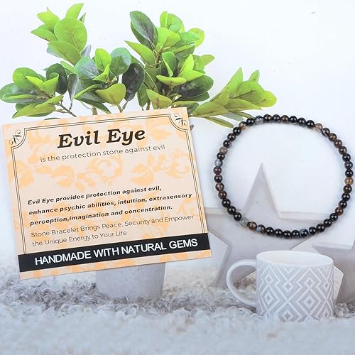 Vista 398 de MASSIVE BEADS Pulsera elástica de yoga hecha a mano con piedra natural, cristal curativo, energía, regalos para adultos unisex de 0.157 in, 0.236