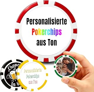 Custom Poker Chips, 11.5G Gewicht 4.51in Spielchips, Doppelseitig Individuell Bedruckbar mit Logo Foto Text, Hochwertige Poker Zubehör für Casino Party Hochzeit Golf Club Token (Poker zubehör)