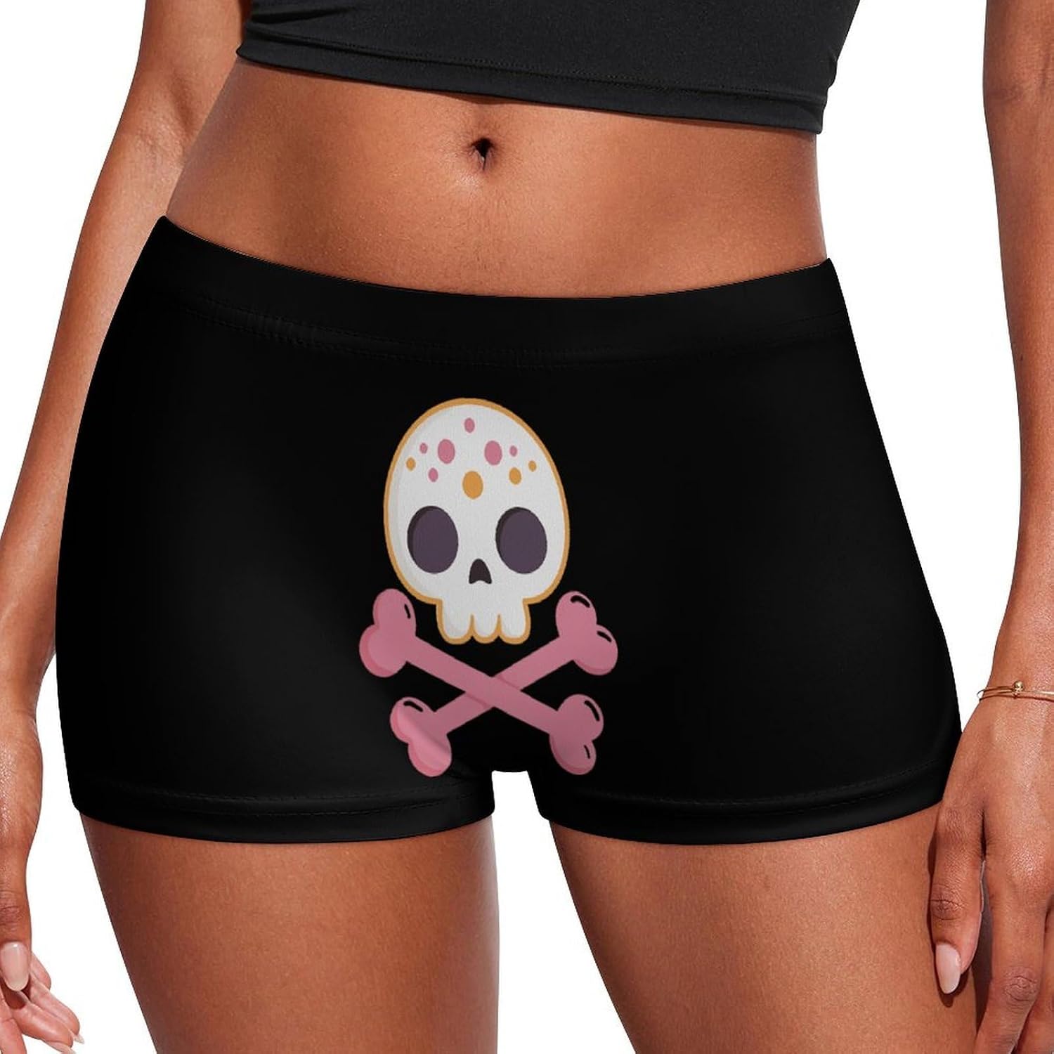 Cute Skull And Crossbones Funny Women's Boxer Briefs Breathable Underpants Trunks Stretch Underwear