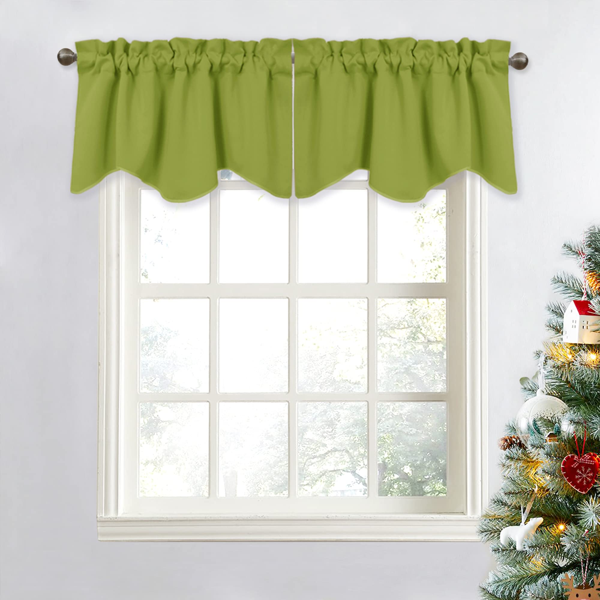 NICETOWN Curtain Valance for Home Decor - Kitchen/Living Room/Bedroom Short Small Curtain Window Treatment 52 inches by 18 inches Scalloped Valance