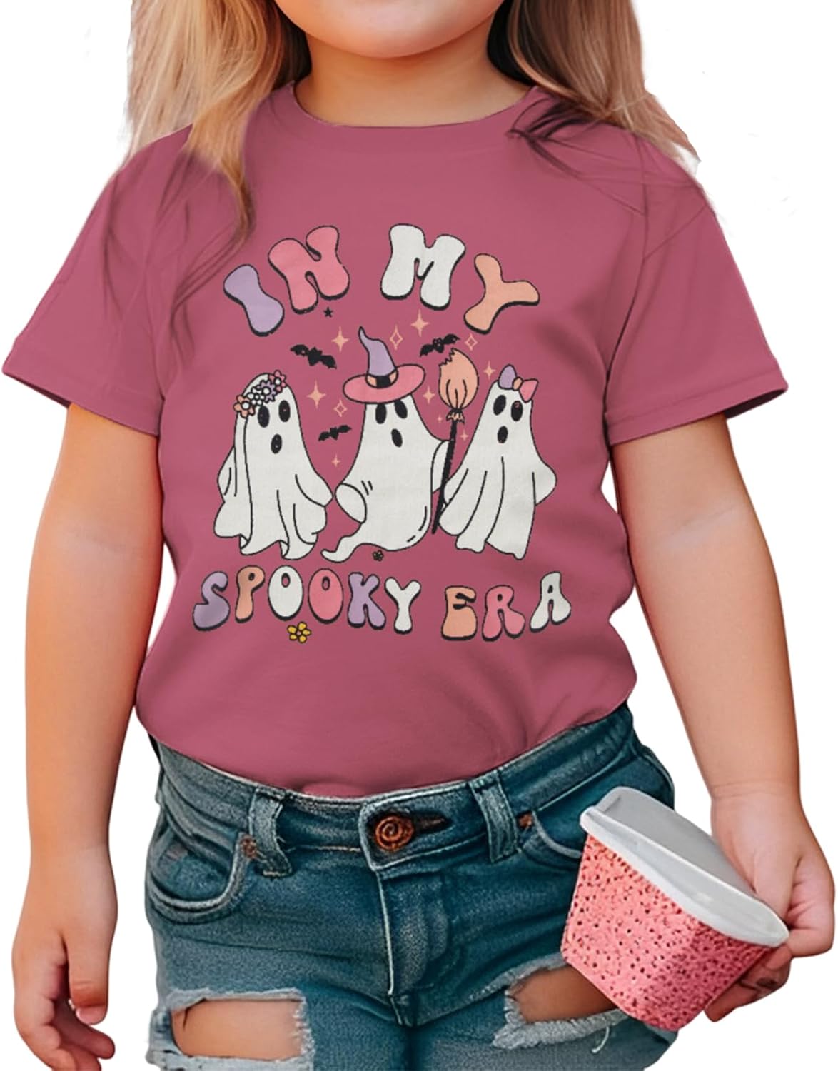 GLlGLITTR Toddler Baby Girl Halloween Shirt in My Spooky Era Ghost Tshirt Spooky Season Short Sleeve Tee Top Kid Fall Clothes