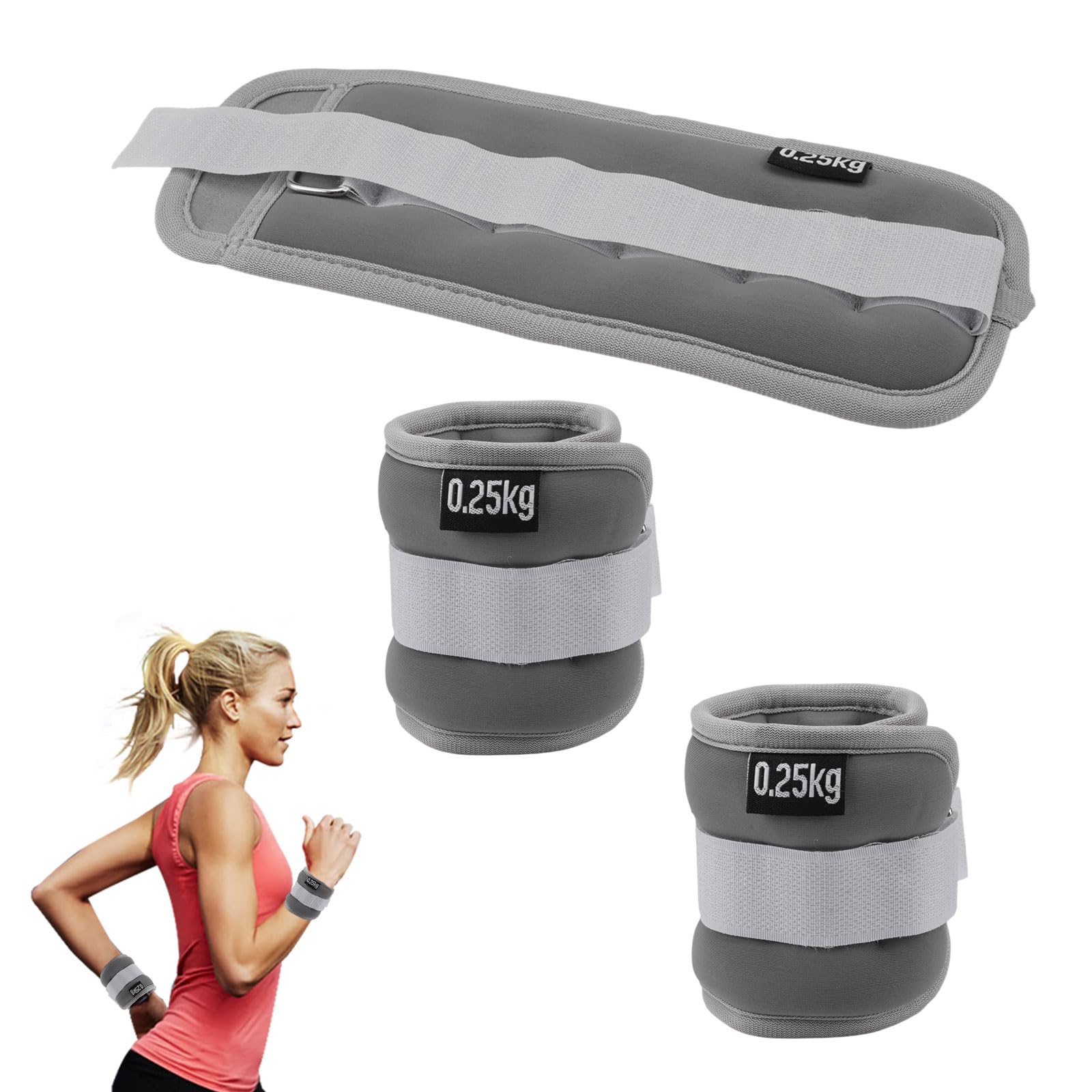 Lot de 2 poids réglables (450 g chacun), poignets et chevilles, pour yoga, danse, barre, pilates, cardio, aérobic, marche - Sport