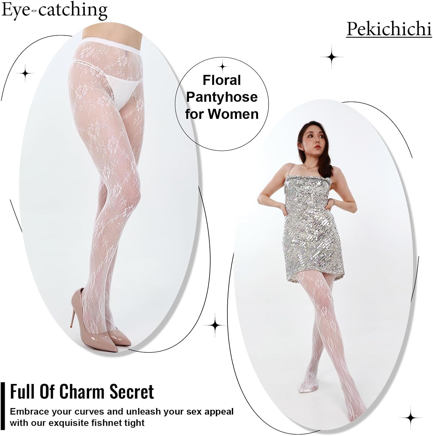 Floral Fishnet Tights Lace Tights Black Flower Pantyhose Floral Stockings Fishnets Leggings for Women - Image 6