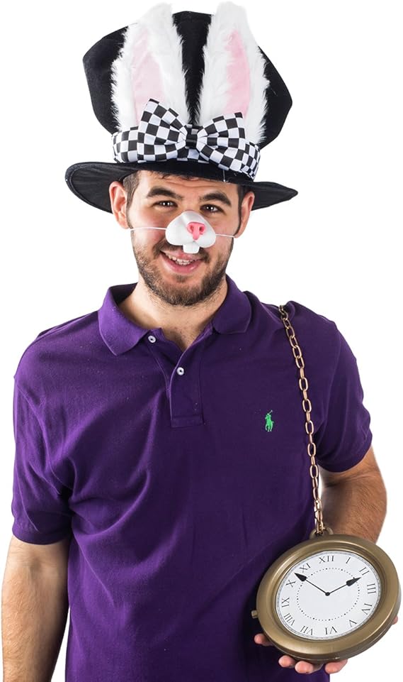 زي Tigerdoe White Rabbit - مجموعة 5 قطع بما في ذلك أزياء الأرنب والأرنب، مجموعة أوراق اللعب 4 قطع