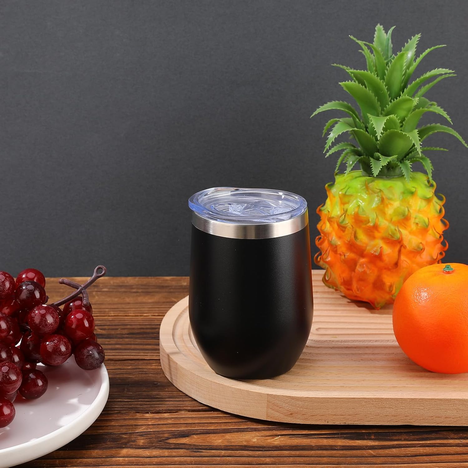 12 Oz Insulated Wine Tumbler with Lid Double Wall Vacuum Stainless Steel Wine Glass Coffee Mug Insulated Tumbler Cup for Champaign, Cocktail, Beer (White, 1 Pack) (black) - Image 5