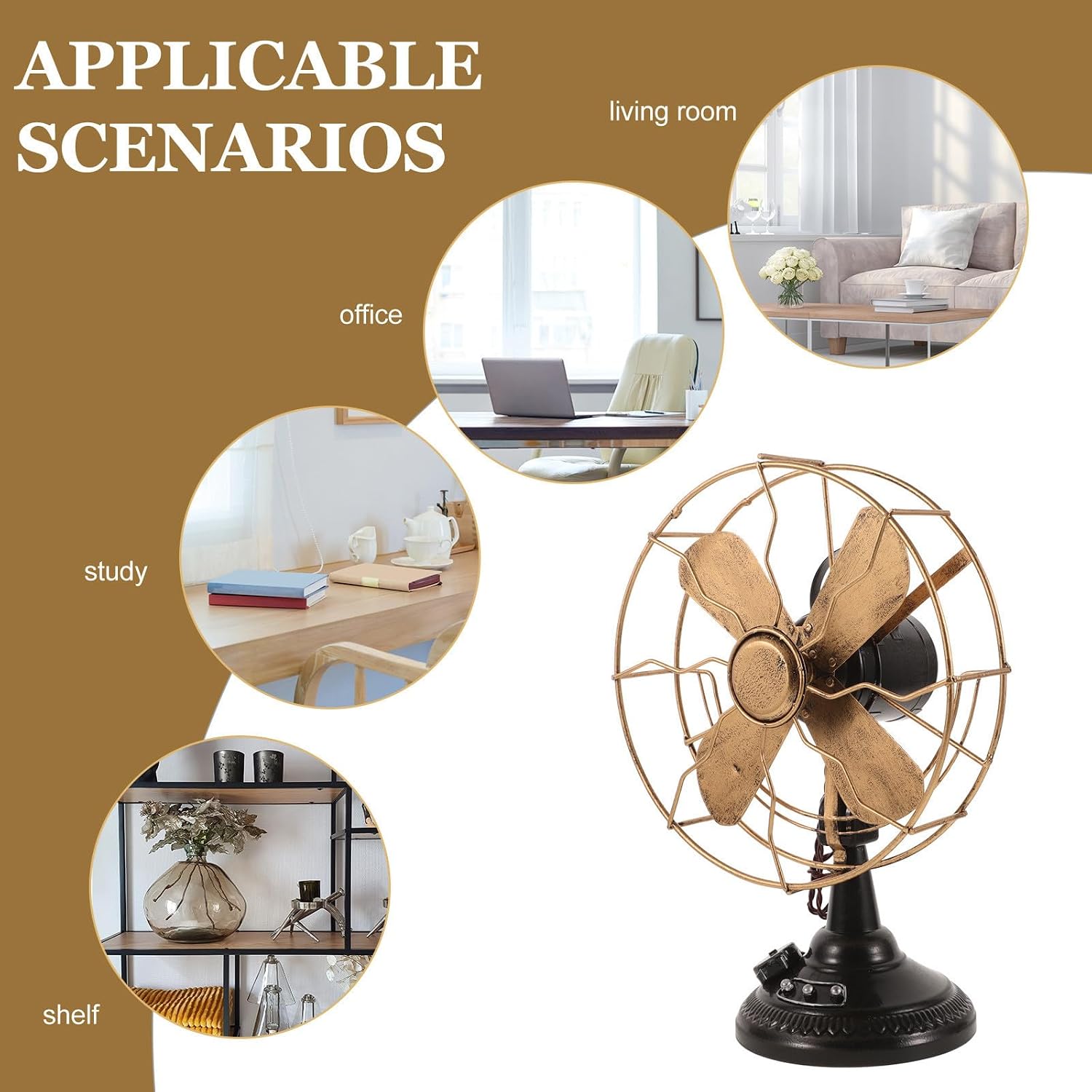 Handmade Iron Retro Fan Model Tabletop Decor for Shelves