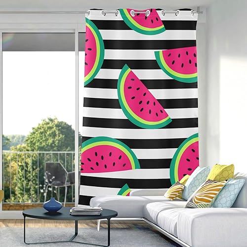 Miniatura 5 de Wudan Watermelons Stripe Fruit Black Out Curtains 84 inches Curtains for Bedroom Living Room Partition Room Dividers Cafe Curtains Decor Cortinas