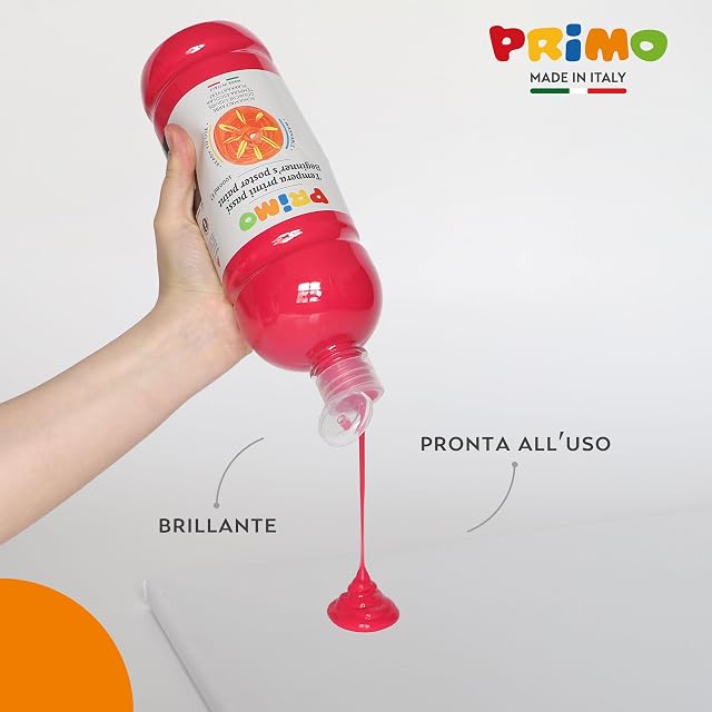 Foto 3 de 8 de PRIMO - Témperas para Niños Lavables +3 Años 1L, Colores Pintar, Colores para Tela, Vidrio, Papel, Pintura…