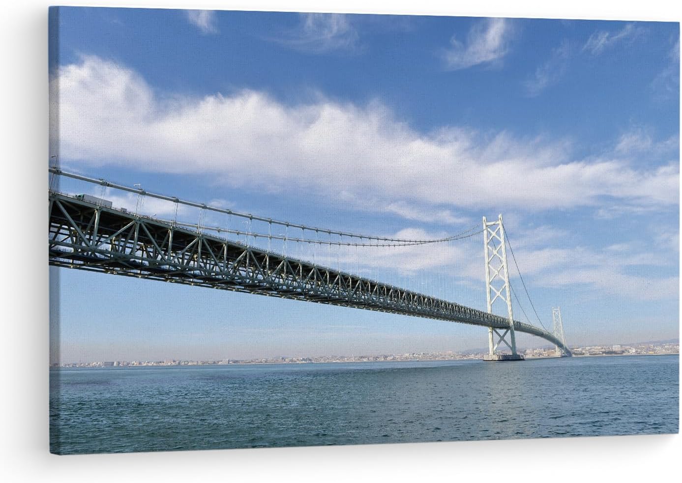 TRUECANVAS The Akashi-Kaikyo Bridge, Wooden Framed Canvas Paintings for Living Room | Bedroom | Office | Gallery | Ready Wall Mount Canvas Wall Art Painting | Size - 12 x 18in, CT0485