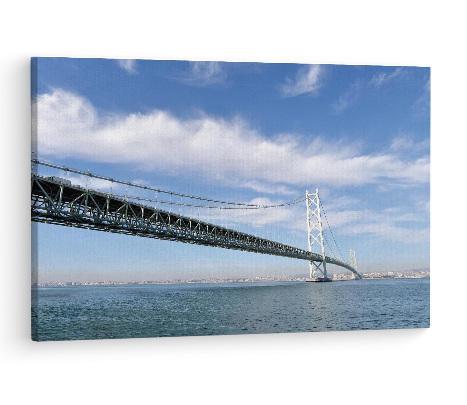 TRUECANVAS The Akashi-Kaikyo Bridge, Wooden Framed Canvas Paintings for Living Room | Bedroom | Office | Gallery | Ready Wall Mount Canvas Wall Art Painting | Size - 12 x 18in, CT0485